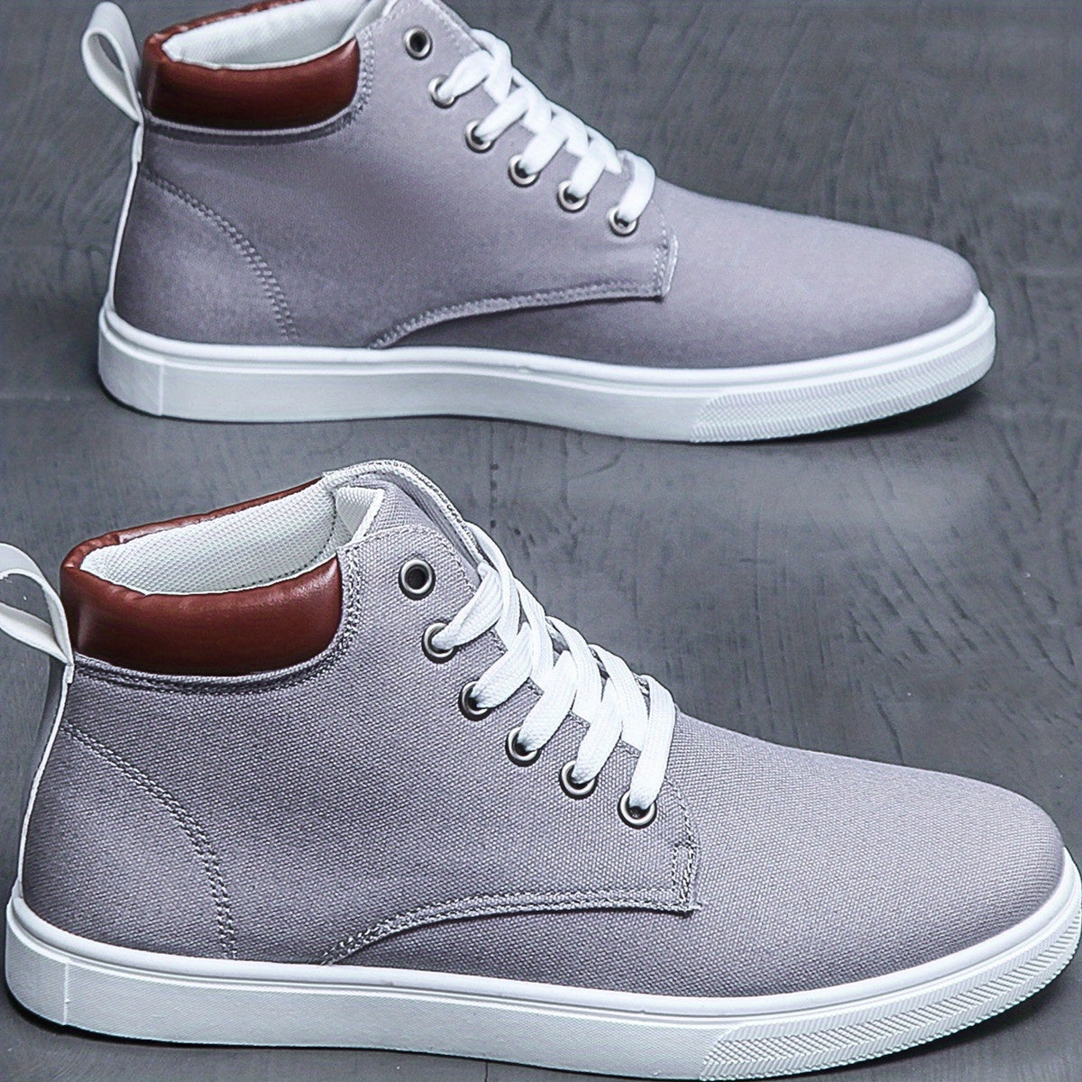 Canvas Skate Shoes With Good Traction, Men's Lace-up High Top Sneakers, Breathable , For Halloween